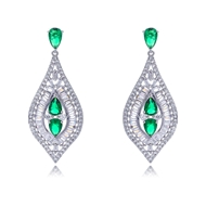 Picture of Good Quality Cubic Zirconia Platinum Plated Dangle Earrings