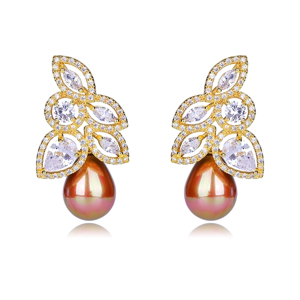 Picture of Low Price Copper or Brass Cubic Zirconia Dangle Earrings from Trust-worthy Supplier