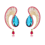 Picture of Designer Gold Plated Colorful Dangle Earrings with No-Risk Return