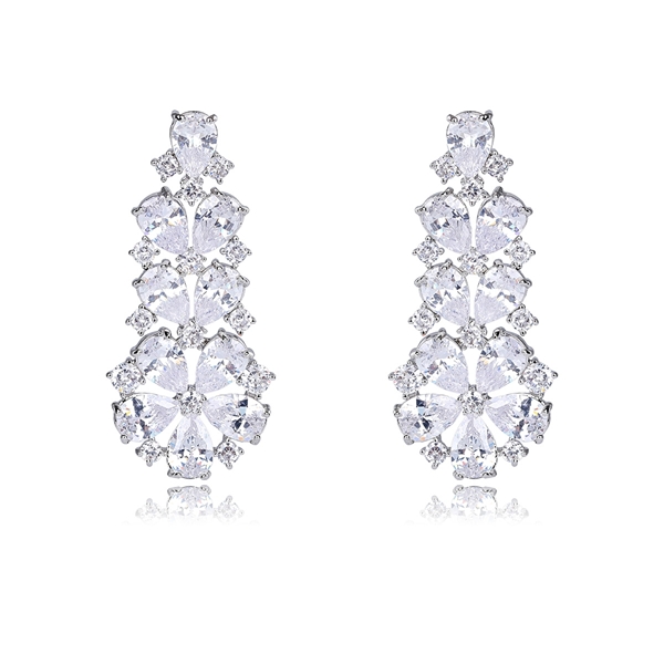 Picture of Most Popular Cubic Zirconia White Dangle Earrings