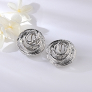 Picture of Dubai Platinum Plated Big Stud Earrings with Worldwide Shipping