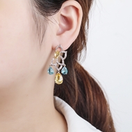 Picture of Sparkling Big Gold Plated Dangle Earrings