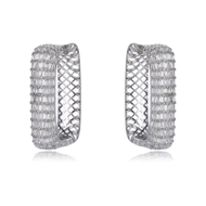 Picture of Featured White Platinum Plated Big Hoop Earrings with Full Guarantee