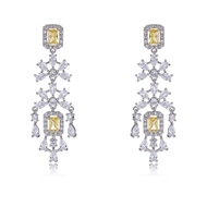 Picture of Good Cubic Zirconia Platinum Plated Dangle Earrings