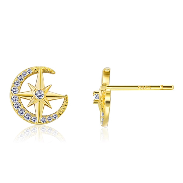 Picture of 925 Sterling Silver Gold Plated Stud Earrings with Unbeatable Quality