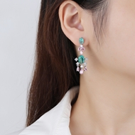 Picture of Cheap Platinum Plated White Dangle Earrings Direct from Factory