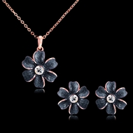 Picture of Charming Black Flowers & Plants 2 Piece Jewelry Set of Original Design