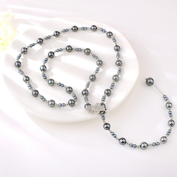 Picture of Featured Blue Platinum Plated Y Necklace with Full Guarantee