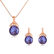 Picture of Good Artificial Crystal Purple 2 Piece Jewelry Set