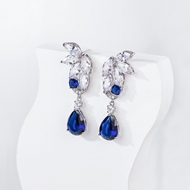 Picture of Pretty Cubic Zirconia Platinum Plated Dangle Earrings