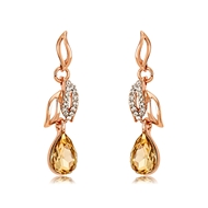 Picture of Beautiful Artificial Crystal Rose Gold Plated Dangle Earrings