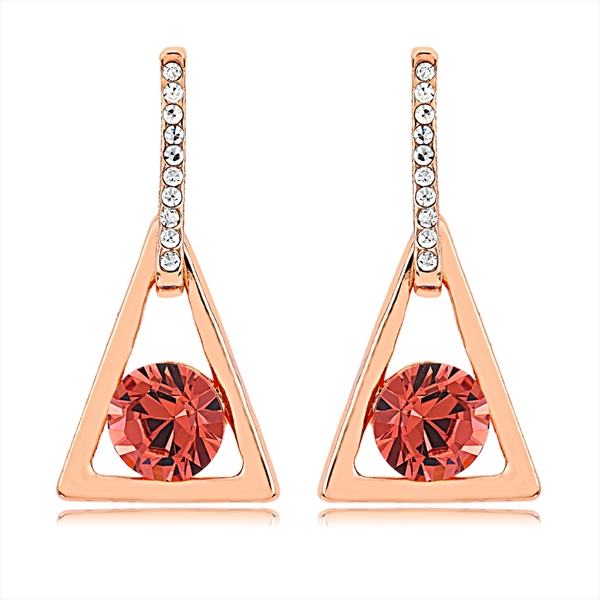 Picture of Nickel Free Rose Gold Plated Artificial Crystal Dangle Earrings with No-Risk Refund