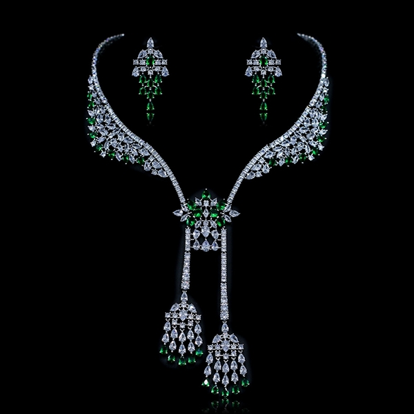 Picture of Unusual Big Cubic Zirconia 2 Piece Jewelry Set