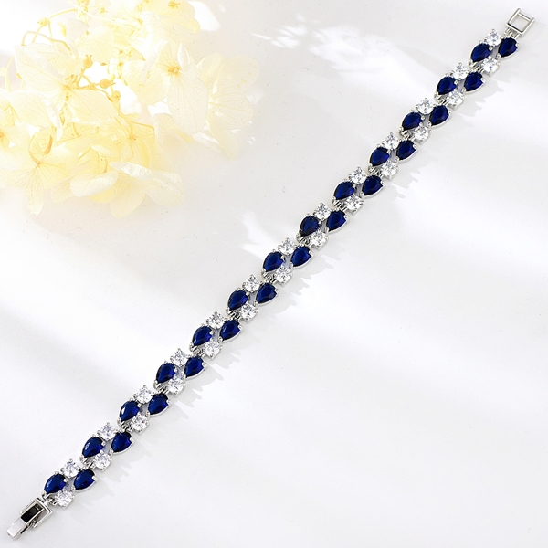 Picture of Recommended Blue Cubic Zirconia Fashion Bracelet from Top Designer