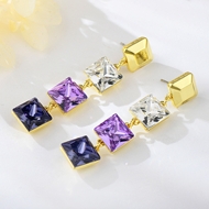 Picture of Low Cost Gold Plated Artificial Crystal Dangle Earrings with Low Cost