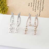 Picture of Sparkling Big Cubic Zirconia Dangle Earrings