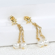 Picture of Most Popular Artificial Pearl White Dangle Earrings