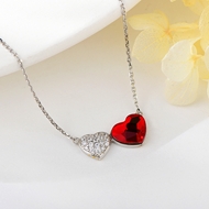 Show details for 925 Sterling Silver Love & Heart Pendant Necklace in Flattering Style Show details for 925 Sterling Silver Love & Heart Pendant Necklace in Flattering Style