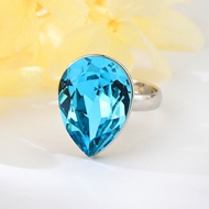 Picture of Superb Quality Platinum Plated Sea Blue Fashion Rings