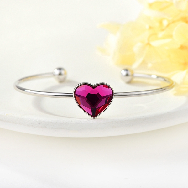 Picture of Love & Heart Swarovski Element Cuff Bangle for Ladies