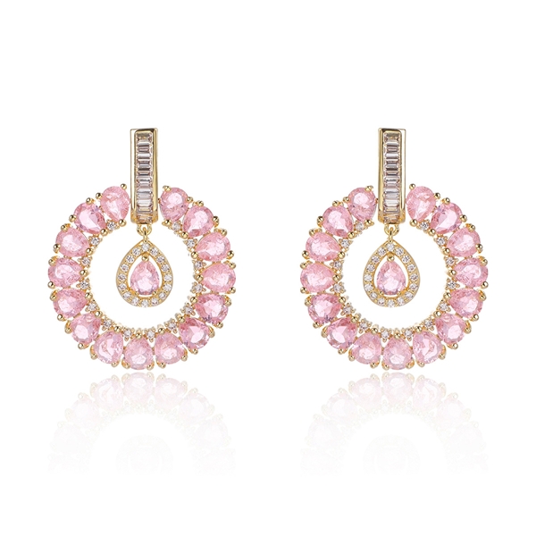 Picture of Beautiful Cubic Zirconia Pink Dangle Earrings