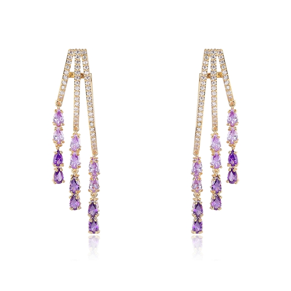 Picture of Irresistible Purple Gold Plated Dangle Earrings For Your Occasions