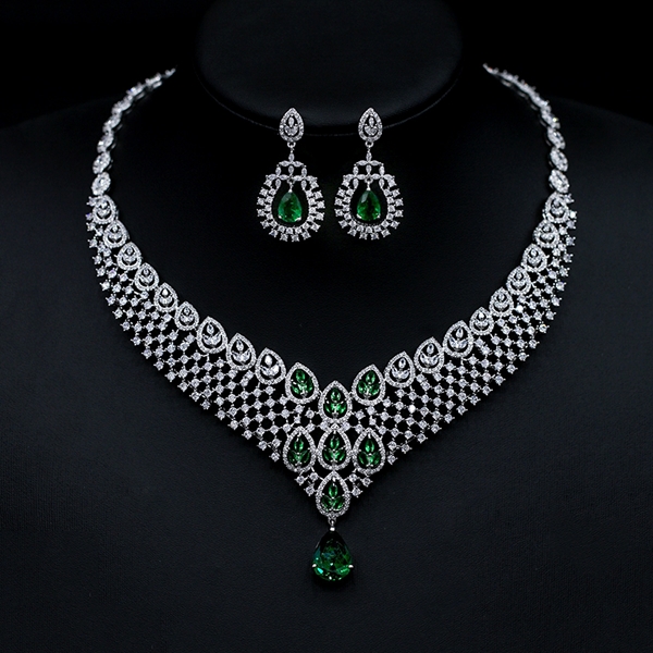 Picture of Staple Big Cubic Zirconia 2 Piece Jewelry Set