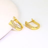 Picture of Wholesale Gold Plated White Huggie Earrings with No-Risk Return