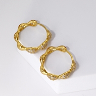 Picture of Sparkling Medium Gold Plated Huggie Earrings