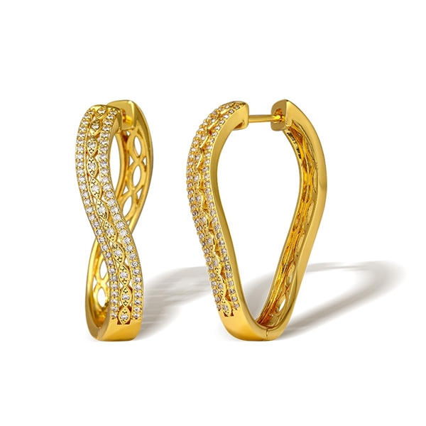 Picture of Good Cubic Zirconia Gold Plated Huggie Earrings