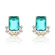 Picture of Bulk Gold Plated Cubic Zirconia Big Stud Earrings Exclusive Online