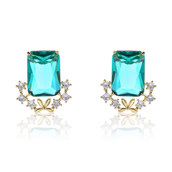 Picture of Bulk Gold Plated Cubic Zirconia Big Stud Earrings Exclusive Online