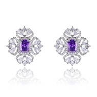 Picture of Pretty Cubic Zirconia Platinum Plated Big Stud Earrings