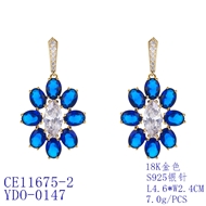 Picture of Featured Blue Flower Dangle Earrings with Full Guarantee