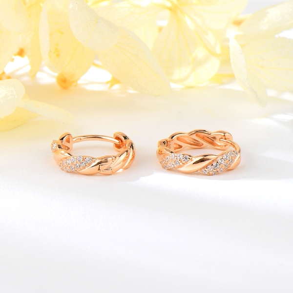 Picture of Affordable Rose Gold Plated White Huggie Earrings from Trust-worthy Supplier