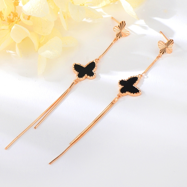 Picture of Unique Enamel Black Tassel Earrings