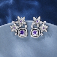 Picture of Flowers & Plants Cubic Zirconia Big Stud Earrings with Beautiful Craftmanship