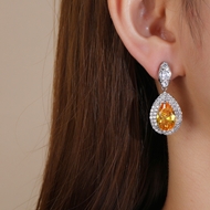 Picture of Fashion Cubic Zirconia Platinum Plated Dangle Earrings