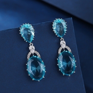 Picture of Featured Blue Cubic Zirconia Dangle Earrings with Full Guarantee