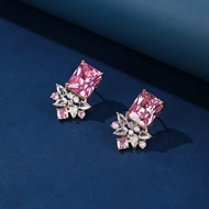 Picture of Luxury Pink Huggie Earrings Online Only