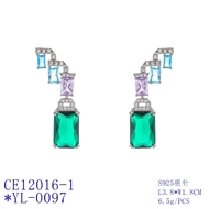 Picture of Beautiful Cubic Zirconia Platinum Plated Dangle Earrings