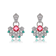 Picture of Pretty Cubic Zirconia Platinum Plated Dangle Earrings