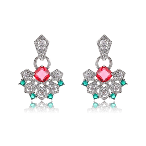 Picture of Pretty Cubic Zirconia Platinum Plated Dangle Earrings