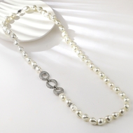 Show details for Popular  shell pearlPlatinum Plated Long Chain Necklace Show details for Popular  shell pearlPlatinum Plated Long Chain Necklace