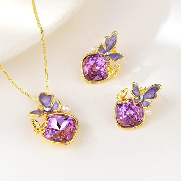 Picture of Shop Gold Plated Purple 2 Piece Jewelry Set with Wow Elements