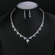 Picture of New Cubic Zirconia Platinum Plated 2 Piece Jewelry Set