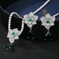 Picture of Low Cost Platinum Plated Flowers & Plants 2 Piece Jewelry Set with Low Cost