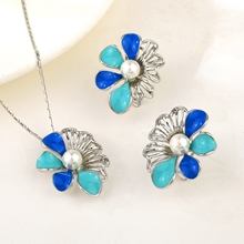 Show details for New Season Blue Flowers & Plants 2 Piece Jewelry Set Factory Direct