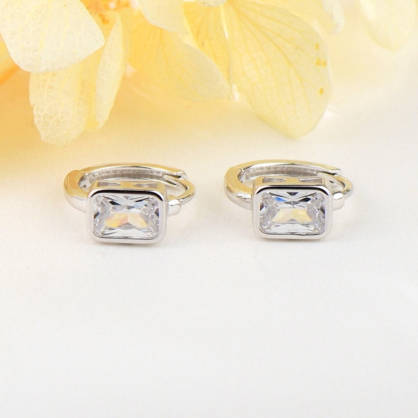 Picture of Charming White Platinum Plated Small Hoop Earrings As a Gift