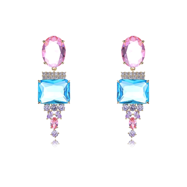 Picture of Unusual Geometric Pink Dangle Earrings